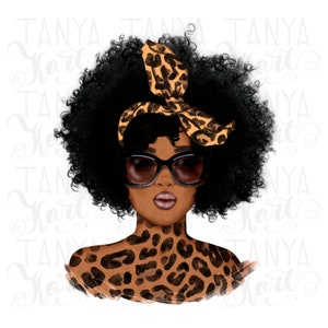 Afro Woman Png Sublimation Designs Downloads for Shirts, Black Woman Png Leopard Texture, Digital Design, Sublimation Png, Leopard Art Print