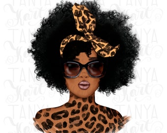 Wzory sublimacji Afro Woman PNG do pobrania na koszulki, tekstura lamparta z czarną kobietą PNG, projekt cyfrowy, sublimacja PNG, wydruk artystyczny z lampartem