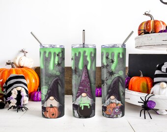 Sublimationsdesign, Halloween-Zwerge, Gerade Transparent, Happy Halloween, 20 Unzen Skinny Tumbler, Herbst Design, Feiertage Becher