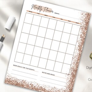 Monthly Planner Page, GoodNotes Page, Yearly Overview,Monthly Planner,Yearly Planner,Digital Inserts, Planner Template, Planner Digital Page