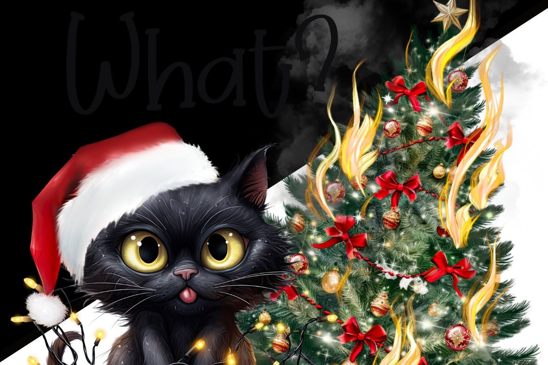Welche Katze Weihnachtsbaum, Weihnachtstier PNG für Katzenliebhaber, schwarze  Katze mit Weihnachtslichtern für Sweatshirt, süße Katze PNG - Etsy  Österreich, image size:1125x750