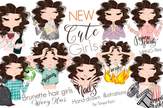 Brunette Hair Girls Emoji Girls Planner Sticker Creator Stickers Girls Cute Girls Stickers Movie Night Angry Girl Nails Girl