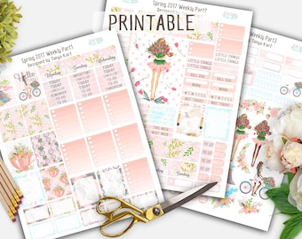 Printable April Planner Stickers, Erin Condren Weekly Planner Kit, Spring Weekly Stickers, Life Planner, Spring Stickers