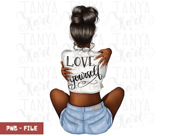 Love Yourself Png, Sublimation Printing, Girl Power Png, Self Love Designs, African American Png, Motivational Quote, Png For Tumblers