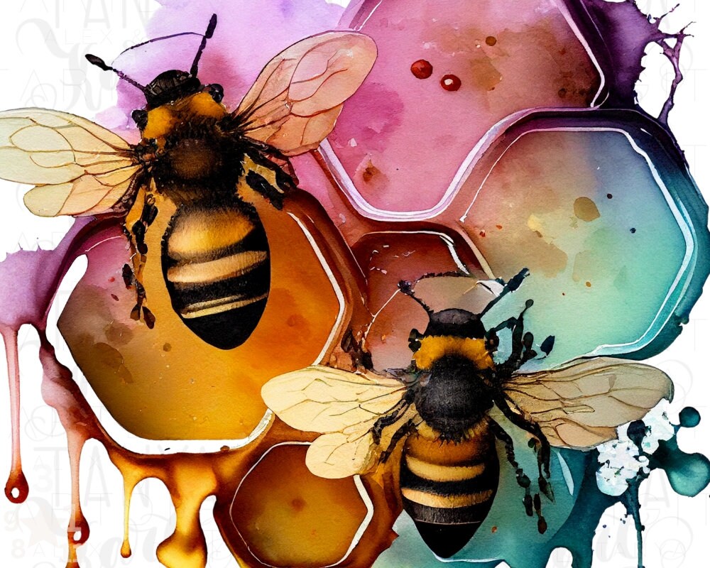 Watercolor Honey Bee Farmhouse Decor Png Graphic by WatercolorArtByOlga ·  Creative Fabrica