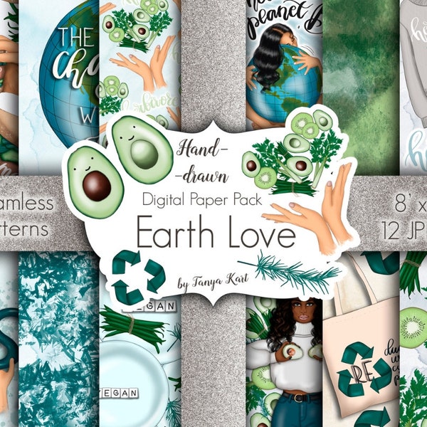 Vegan Papers, Eco Friendly Patterns, Design Papers, African American, Veggie Papers, Avocado Papers, Green Papers, Planner Papers