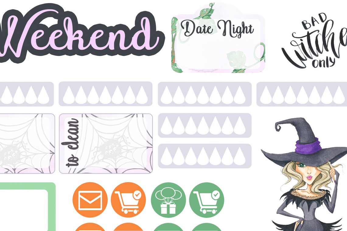 October Stickers October Weekly Kit Printable Planner - Etsy