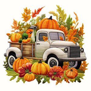 Autumn Harvest Farmhouse Truck With Pumpkins PNG Printable Sublimation ...