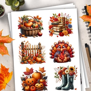 Fall Planner Stickers, Autumn Printable Set, Junk Journal, Cozy Stickers, Pumpkin Sticker, Journaling, Bullet Journal, Weekly Sticker Kit