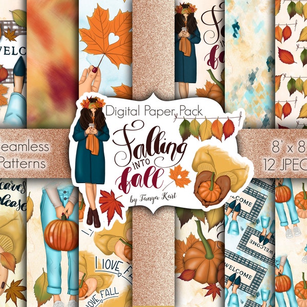 Fall Digital Papers, Autumn Patterns, Autumn Leaves Paper, Planner Supplies, Autumn Sheets, Fall Seamless, Planner Diy Project, Fall Fashion