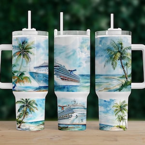 Kreuzfahrt Urlaub Becher Design | 40 Unzen Stanley Quencher Wrap PNG | Kommerzielle Nutzung Sublimation, 40 Unzen Tumbler Wrap | Kreuzfahrtschiff Urlaub