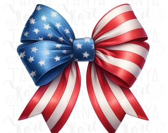 Patriotic Bow PNG: USA 4th of July Sublimation Design (Digital Download)