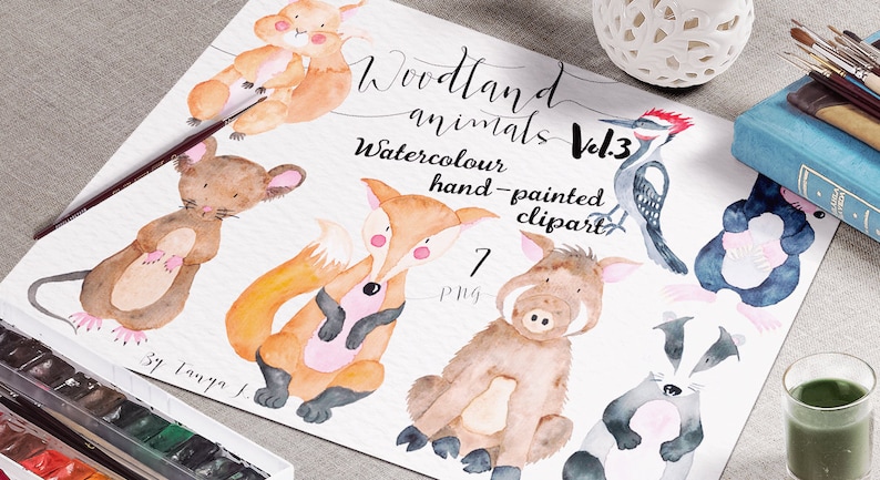 Woodland Animals Woodland Nursery Watercolor Clipart Watercolor Animals Woodland Clipart Woodland Creatures Cute Animals Kids Clipart