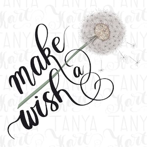 Make A Wish, Blumendesign, Sublimations-Download, Löwenzahnblume Png, digitale Datei, Wildblumendesign, minimalistisches Design