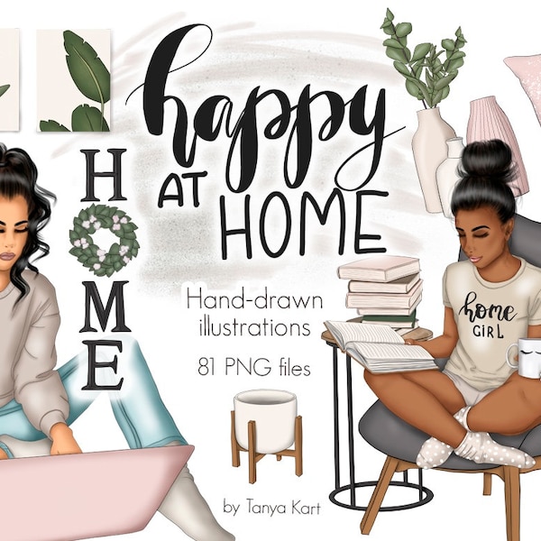 Home Clipart Fashion Illustration: Working Girl PNG Graphics (Digital Download)