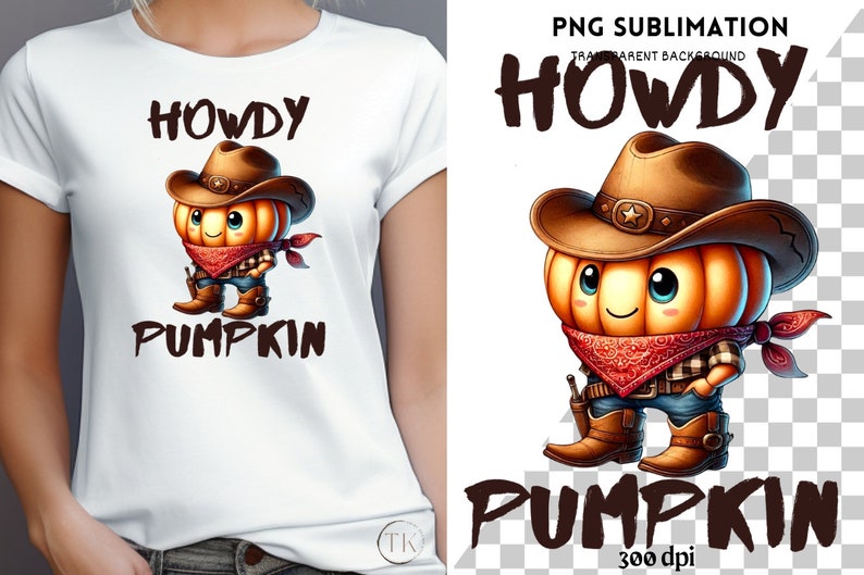 Howdy Pumpkin PNG, Western Digital Designs, Commercial Use, Cowboy Hat