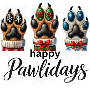 Happy Pawlidays Dog Sublimation PNG | Cute Christmas Pet Design for Digital Downloads & Holiday Crafting