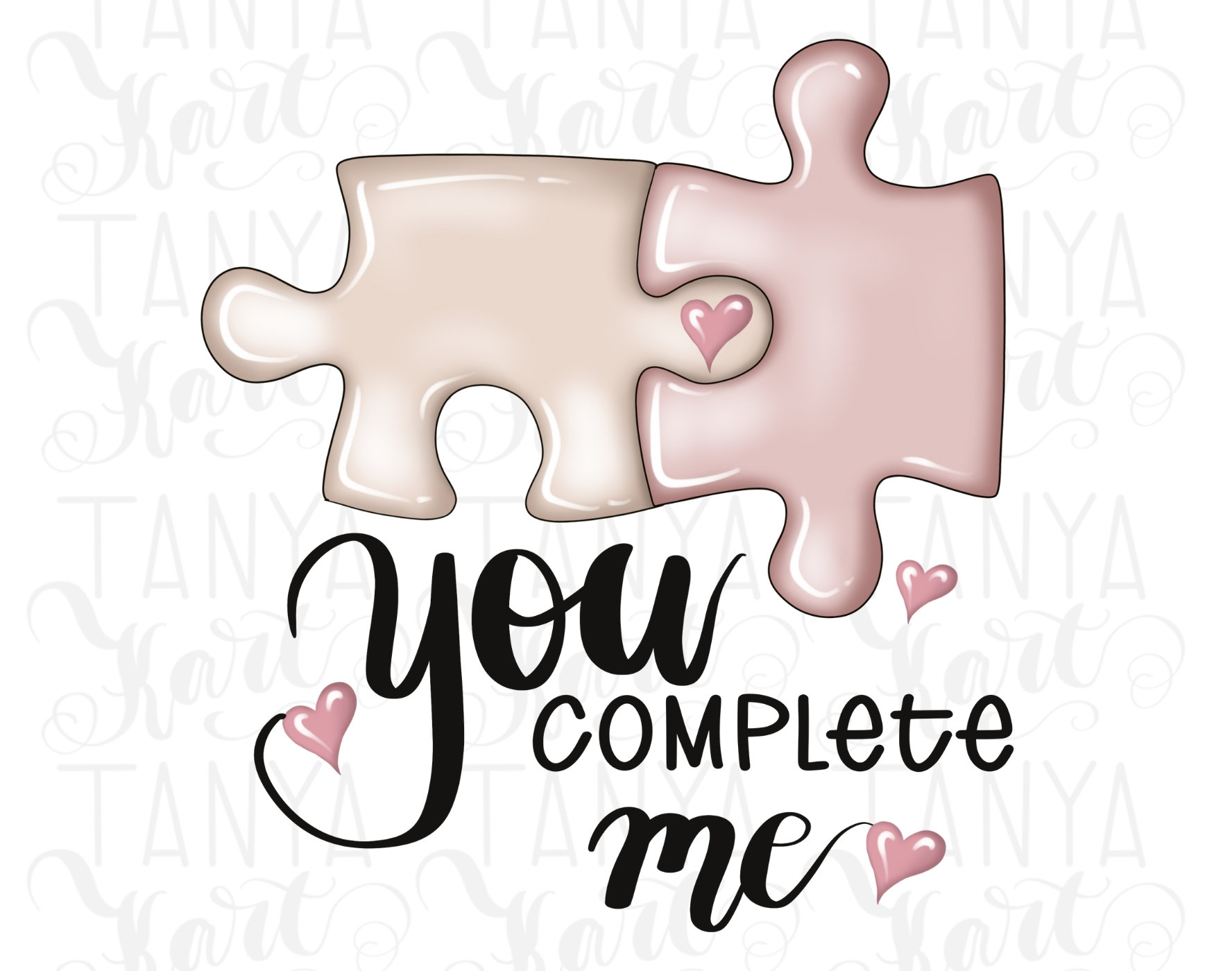 You Complete Me Metallic Puzzle Pieces Card