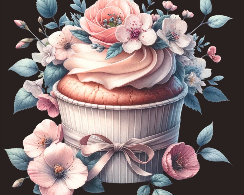Watercolor Cupcake Png Clipart,digital Instant Download for ...