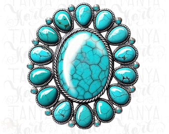 Blauw turkoois edelsteen westerse sublimatie ontwerpen direct downloaden | Edelsteen png-bestand digitale download