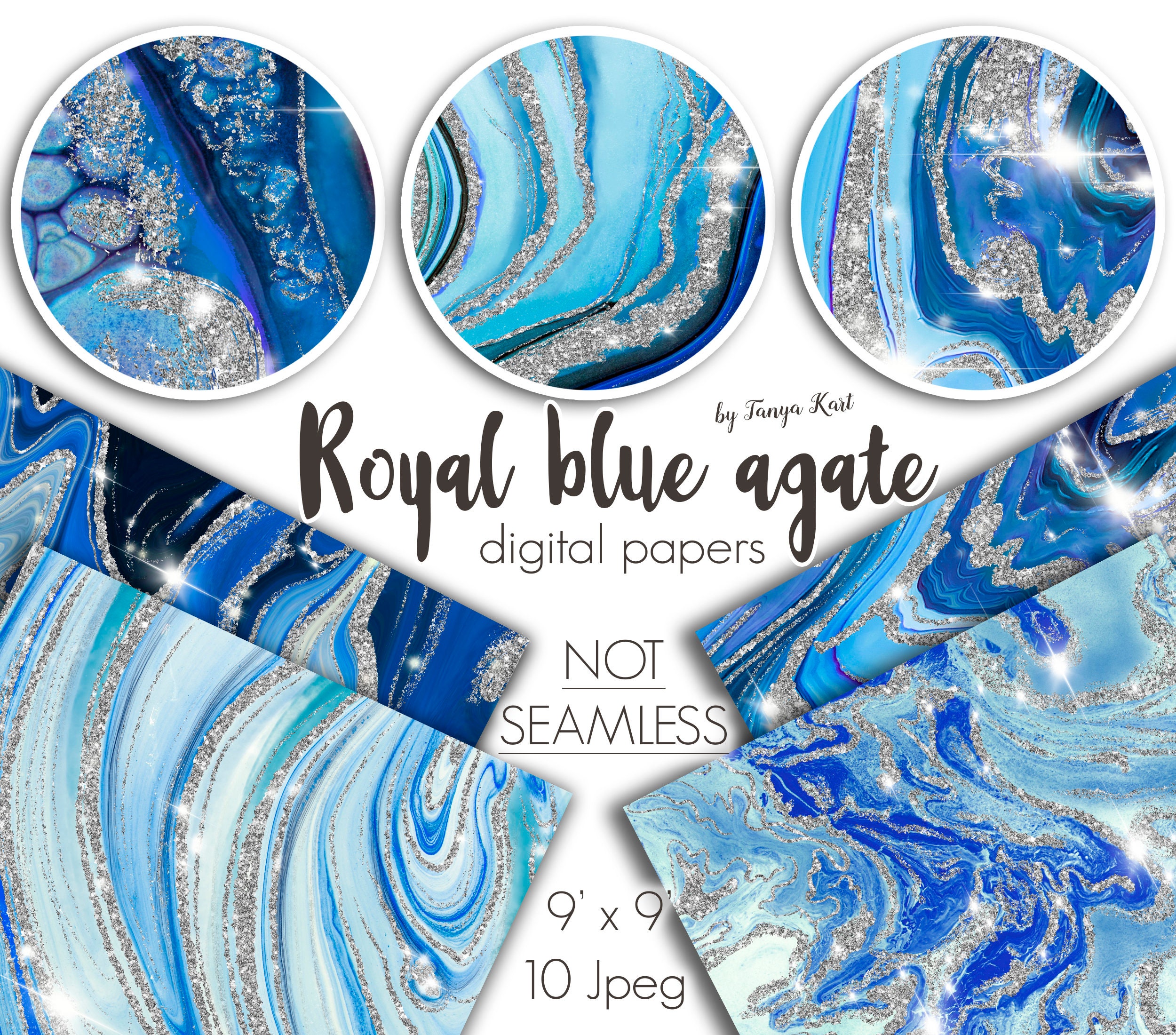 Royal Blue Papers Agate Background, Silver Shine, Blue Agate Paper ...
