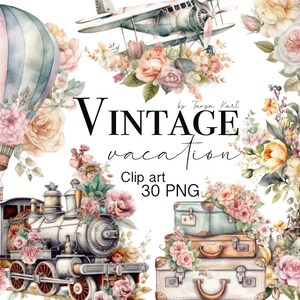 30 Vintage Travel Png Clipart Instant Download For Commercial Use, Scrapbook Elements, Vintage Ephemera, Retro Travel Png For Sublimation