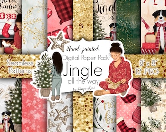 Carta invernale, planner fai da te, forniture per planner, album digitale, pacchetto di carta digitale, carta Jingle All The Way, motivo natalizio, carta natalizia
