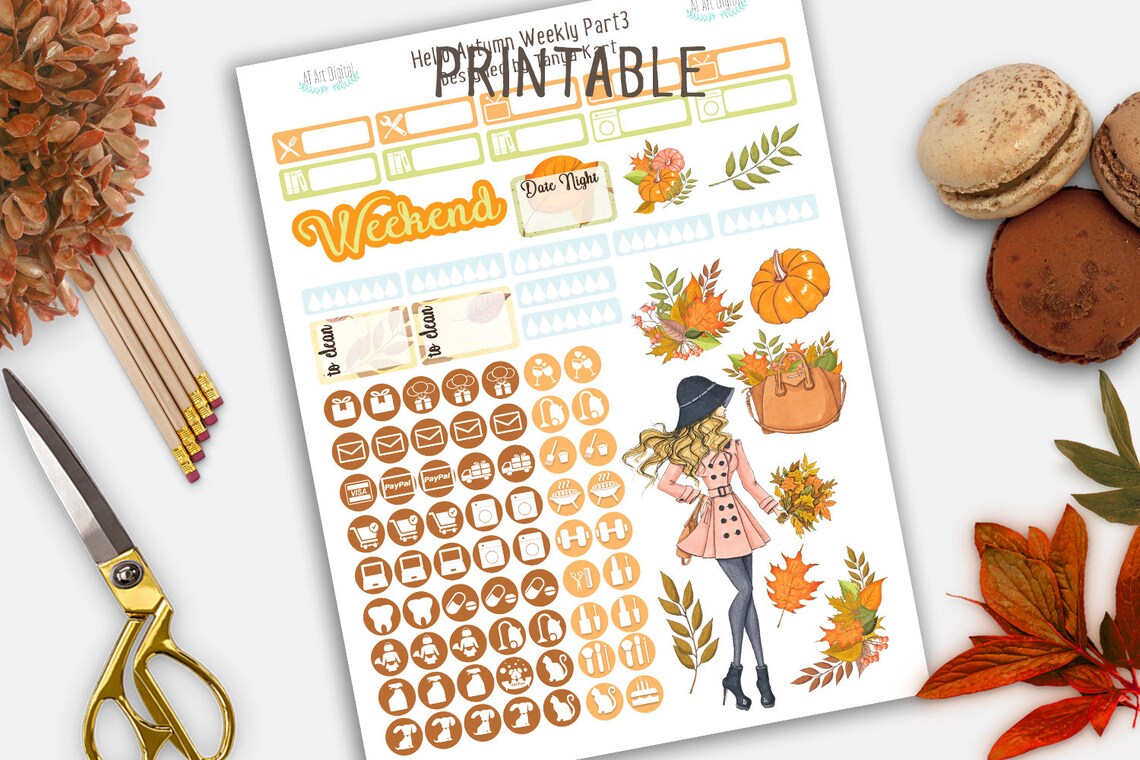 Autumn Planner Stickers Autumn Weekly Kit September Planner - Etsy