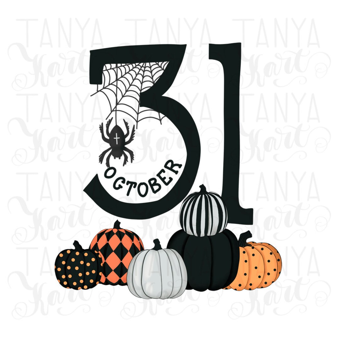 31 October Png Halloween Design for Sublimation Black Orange Etsy