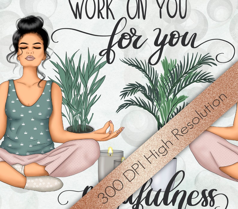 Mindfulness Yoga Papers: Watercolor Design Patterns (Digital Papers) image 3