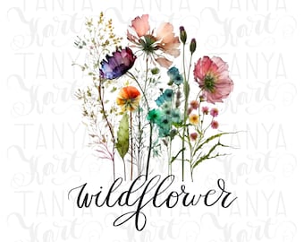 Flores silvestres PNG, Ilustración floral, Gráficos de manzanilla, Diseños de sublimación, Amor floral, Diseño de tarjetas de felicitación, Subir archivo de imagen