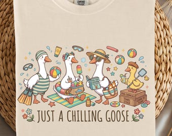 Eiserne Gans PNG | Lustige Pool-Gans Sublimation | Niedliche Sommergans Art | Just a Chilling Goose | 8,5x11 Herunterladen