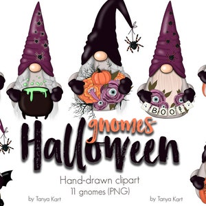 Halloween Clipart, Nordic Gnomes Clipart, Fall Gnomes Clipart, Whimsical Clipart, Autumn Gnomes, Cute Clipart, October Clipart, Gnome PNG