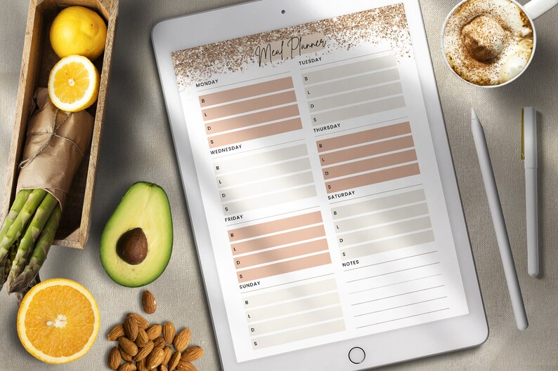 Goodnotes Stickers Grocery Planner Page Meal Plan Template Etsy