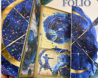 Sagittarius Folio Printable | Sternzeichen Junk Journal Einlage | Himmlisches Scrapbook Ephemera | Faltbares 3D Junk Journal Folio
