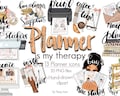 Planner Stickers Icons Clipart, Planner Is My Therapy Png Clipart, Stickers for Planners, Planning Girl Clipart, Hand Drawn Clipart Elements