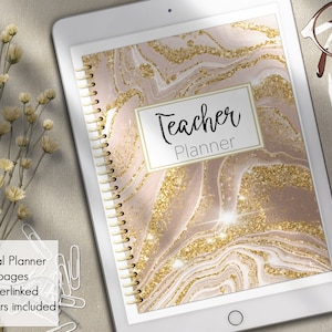 Planificador digital para profesores: Planificador diario y semanal sin fecha para iPad Pro, incluye pegatinas de GoodNotes y descarga digital de accesorios.
