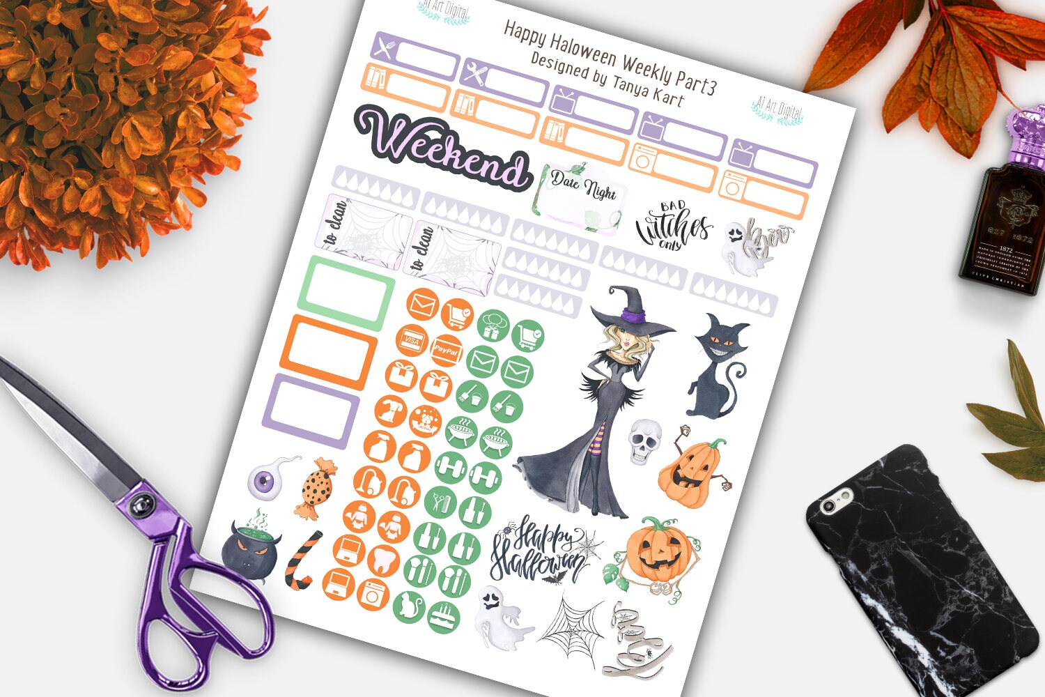 October Stickers October Weekly Kit Printable Planner - Etsy