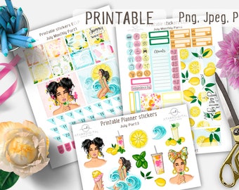 Erin Condren, Planner Stickers, Summer Kit, Printable Stickers, Summer Stickers, July Planner Stickers, July Planner Kit, Summer Planner