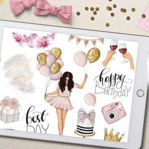 Birthday Stickers Goodnotes Planner, Birthday Icons, Birthday Girl, iPad Planner, Goodnotes Files, Digital Planner, Goodnotes Stickers image 3