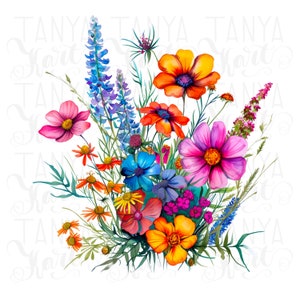 Buquê de casamento Flor selvagem, arranjos florais em aquarela: Baixe PNG Sublimação, Flores botânicas, Gráficos de buquê para decoração floral