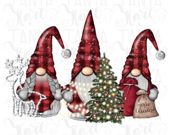 Christmas Gnomes Png for Sublimation, Winter Png Nordic Gnomes Png Sublimation, Buffalo Plaid Gnomes Design, Christmas Sublimation