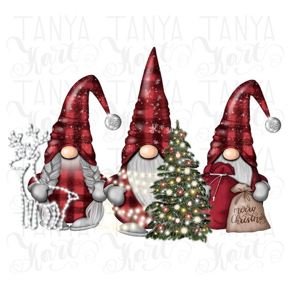 Christmas Gnomes Png for Sublimation, Winter Png Nordic Gnomes Png Sublimation, Buffalo Plaid Gnomes Design, Christmas Sublimation