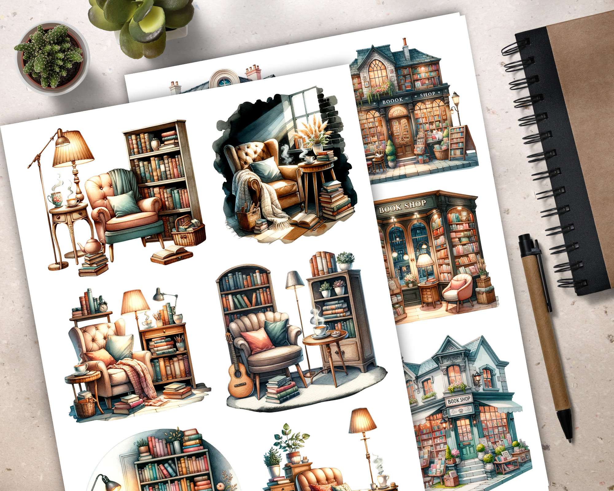 Book Lover Printable Stickers for Planner, Bookish Planner Stickers ...