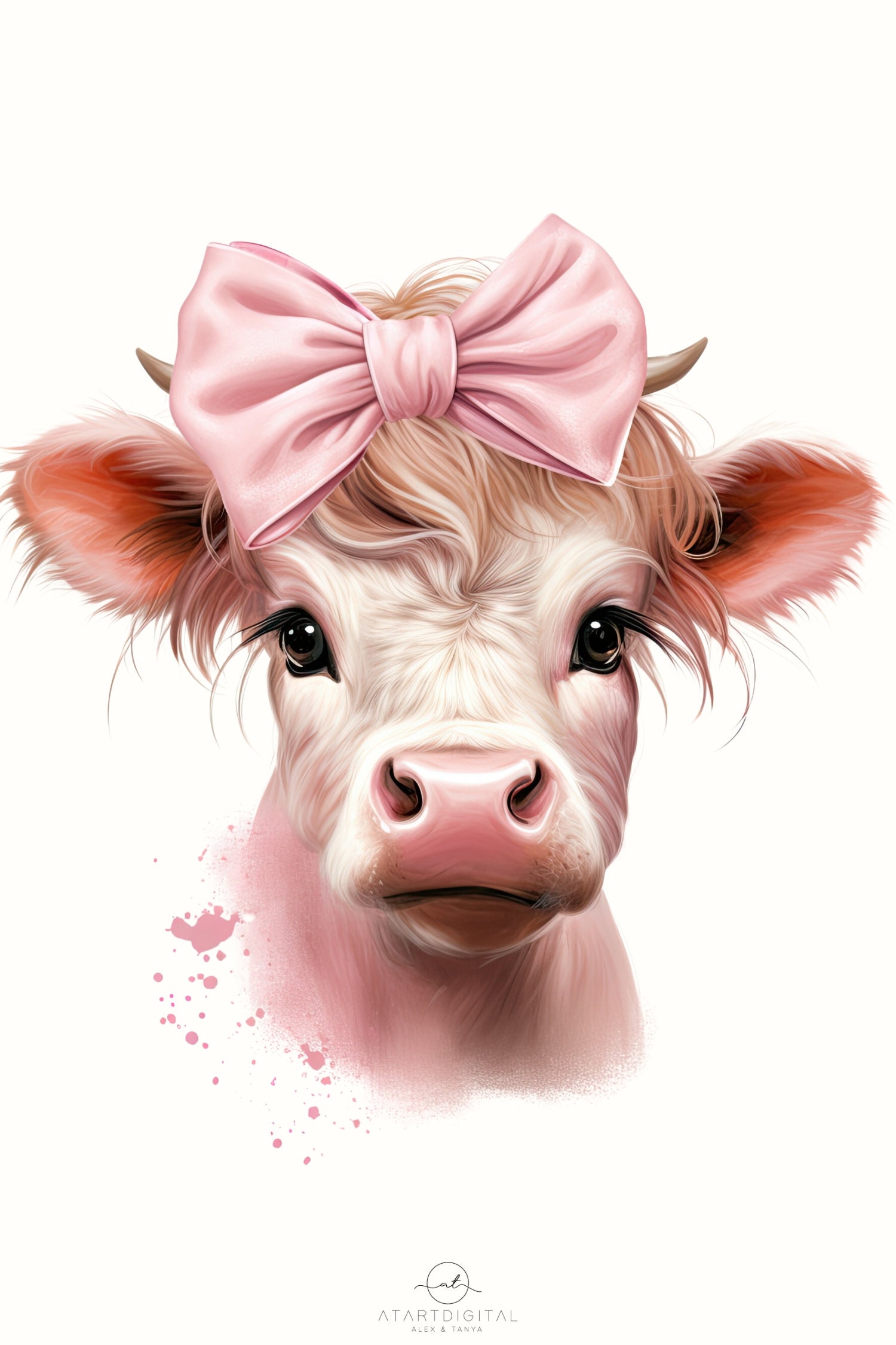 Little Pink Cow PNG Digital Download for Sublimation Prints and T-shirt  Designs, Cute Cow Face, Baby Cow Farm Animal, Highland Cow Head 