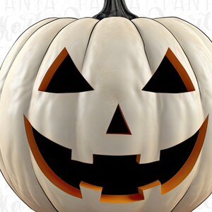 White Jack-o-lantern PNG: Spooky and Cute Halloween Pumpkin Decor ...