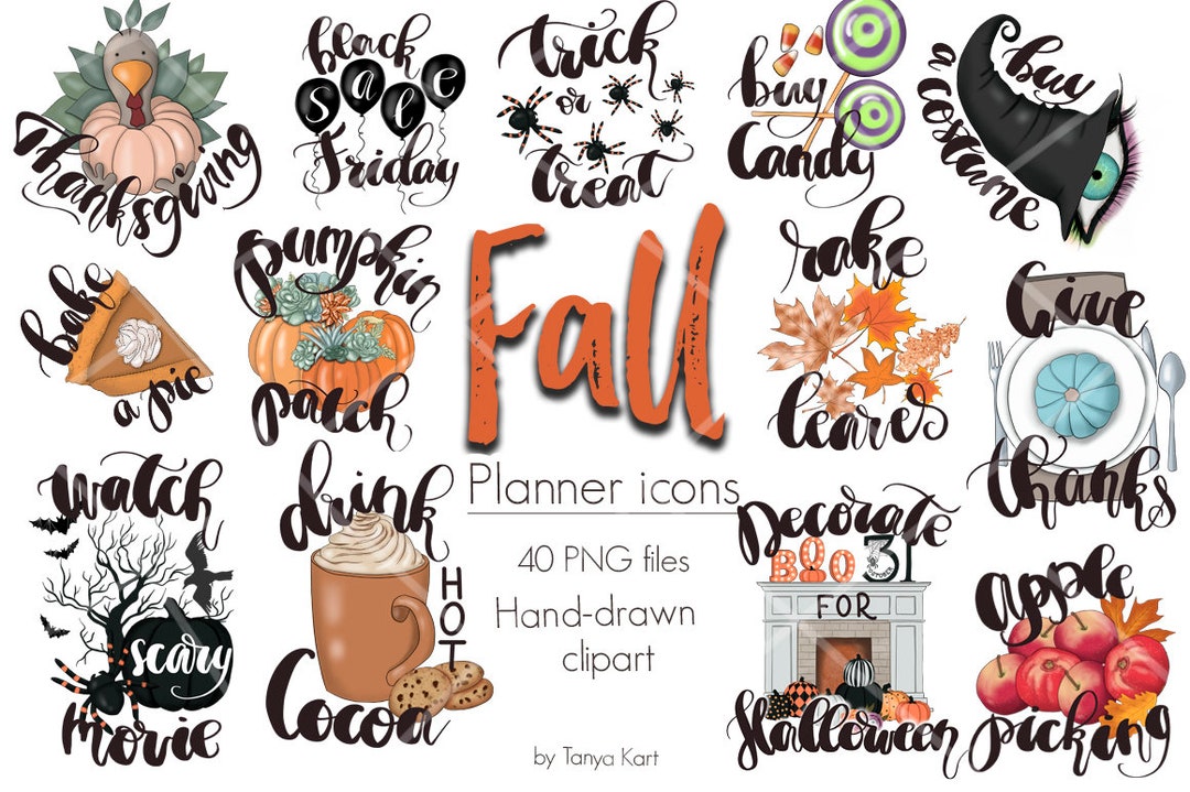 Autumn Planner Icons Set Creative Sticker Creator for Fall Planning ...
