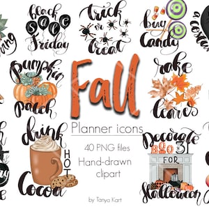 Herfstplanner-iconenset - creatieve stickermaker voor herfstplanning, halloweendecor en Thanksgiving-herinneringen, png direct te downloaden