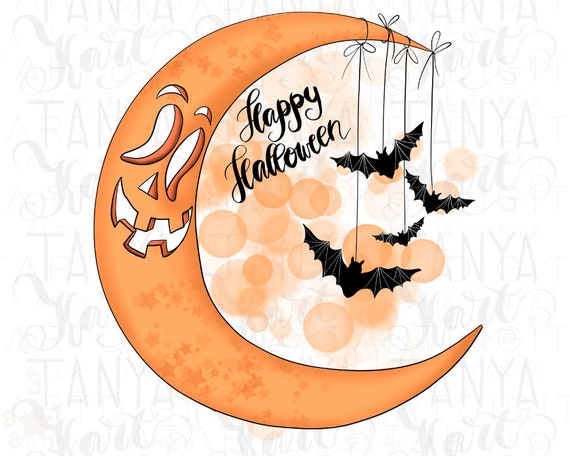 Halloween Moon Stroke Kawaii PNG & SVG Design For T-Shirts