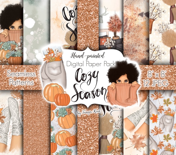 Autumn Patterns, Fall Digital Paper, Planner Supplies, Fall Seamless, Planner Diy Project, African American, Fall Fashion, Pumpkins Paper